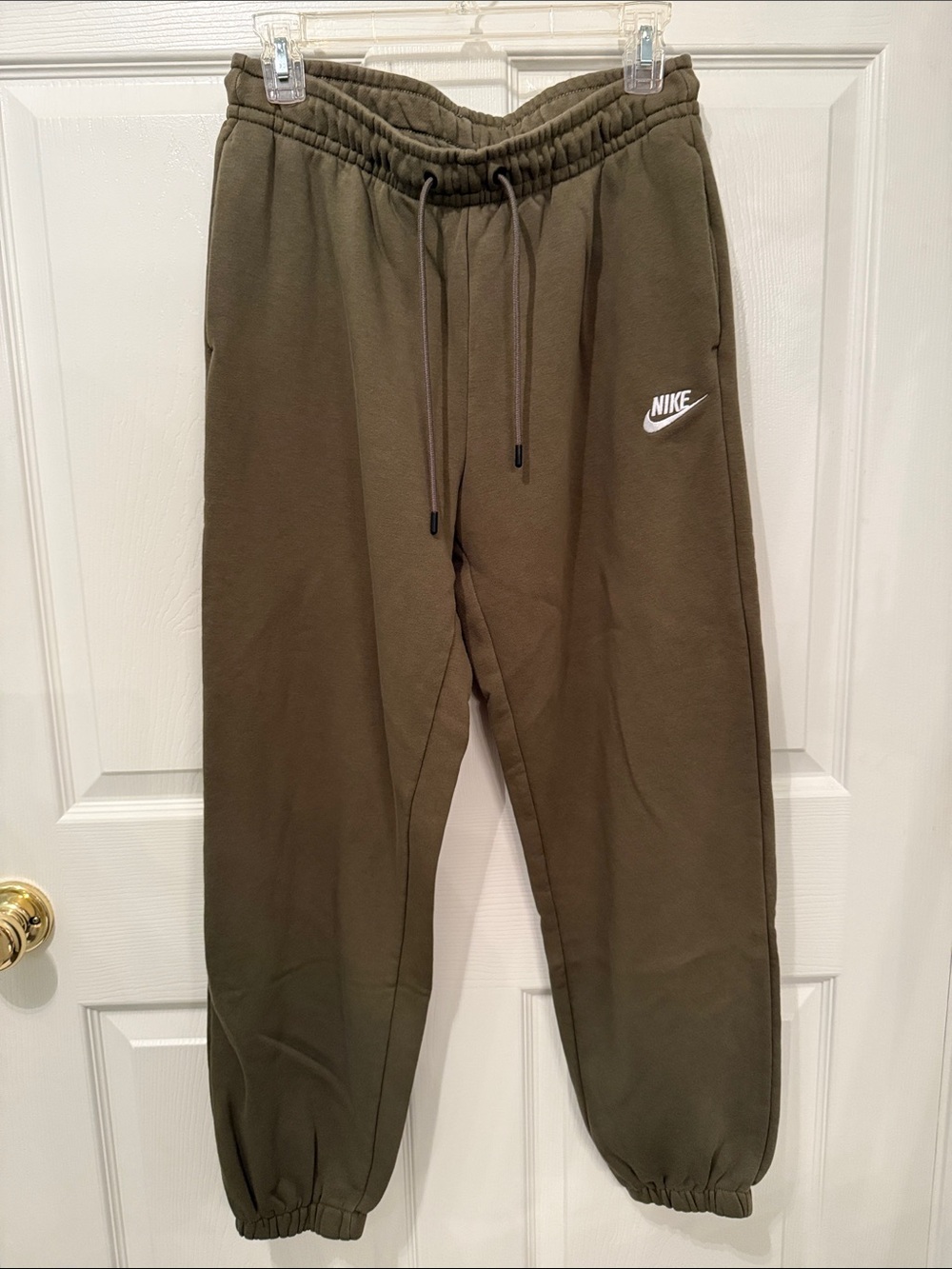 Nike Women’s Olive Jogger Sweatpants with White Swoosh